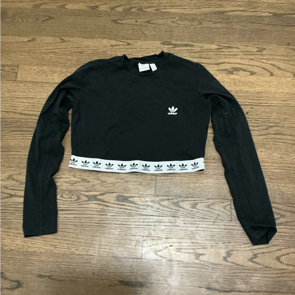 Adidas Black Long Sleeve Cropped Sweatshirt